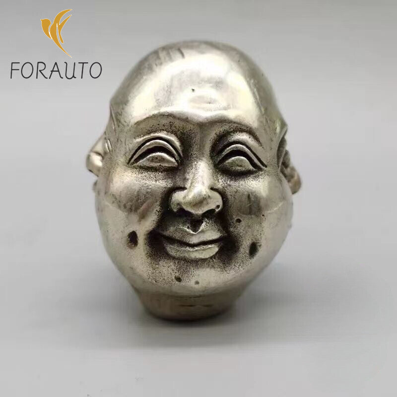 6Cm Buddhist Silver 4 Different Emotions Face Maitreya Buddha Statue -