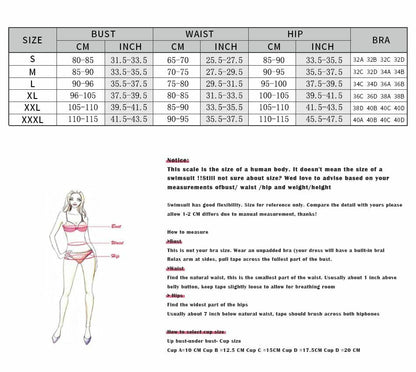 Women Swimsuit Swimwear High Waist Bikini Sexy Push Up Plus Size Bathing Suits