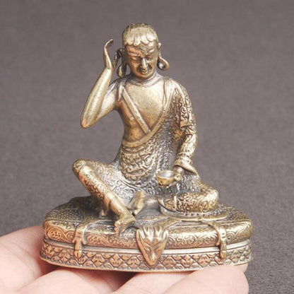 Brass Old Statue Chinese Handmade Milarepa Buddha Statue Delicate Antique
