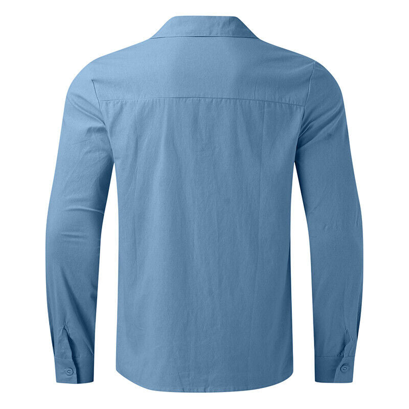 Tops T Shirt Blouse Shirt Tunic Long Sleeve Cotton Linen Long Sleeve Men Baggy