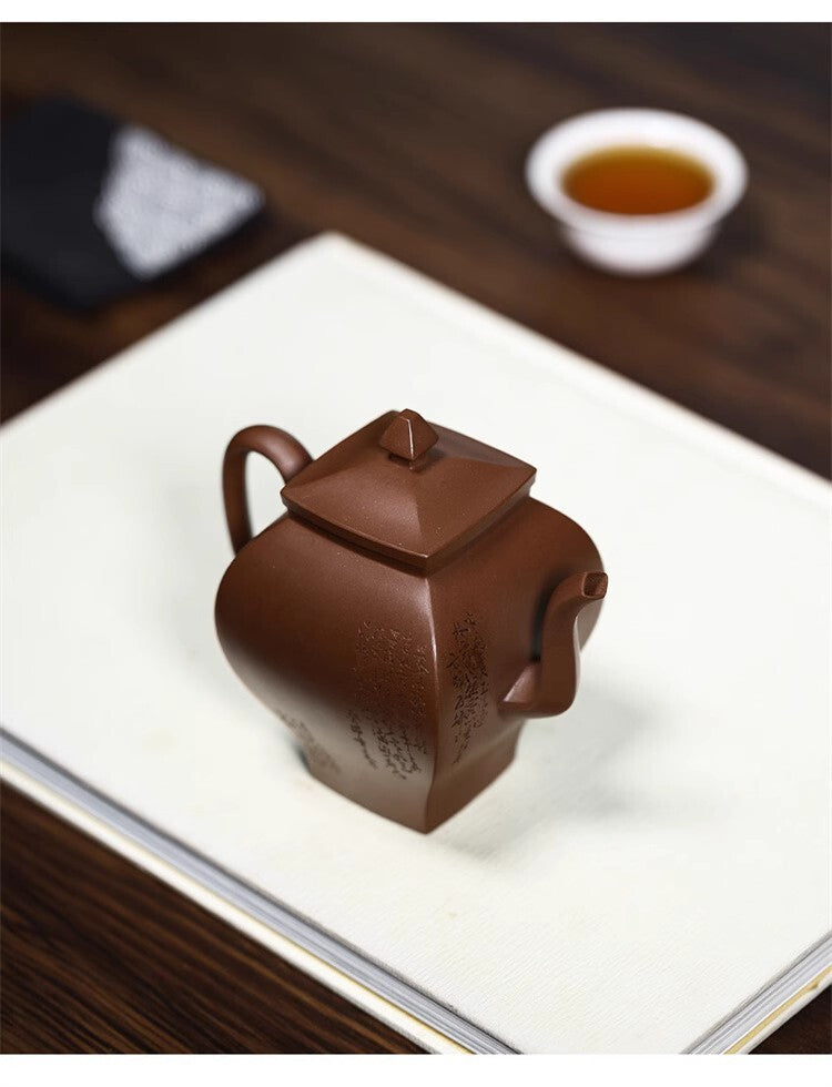 230cc chinese Yixing Handmade Zisha Dicaoqing clay Teapot SiFang Hu Tea Pot