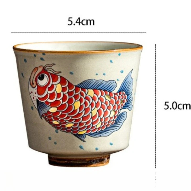 70ml Ceramic Arowana Tea Cup Home Master Cup Tea Tasting Cup Kung Fu Tea Set