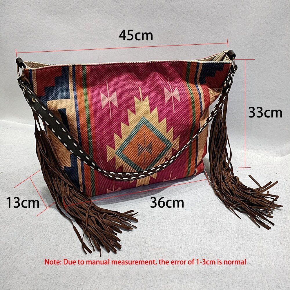 Canvas Linen One Shoulder Bag Female Beach Purse Grassland Retro Crossbody 1 PC