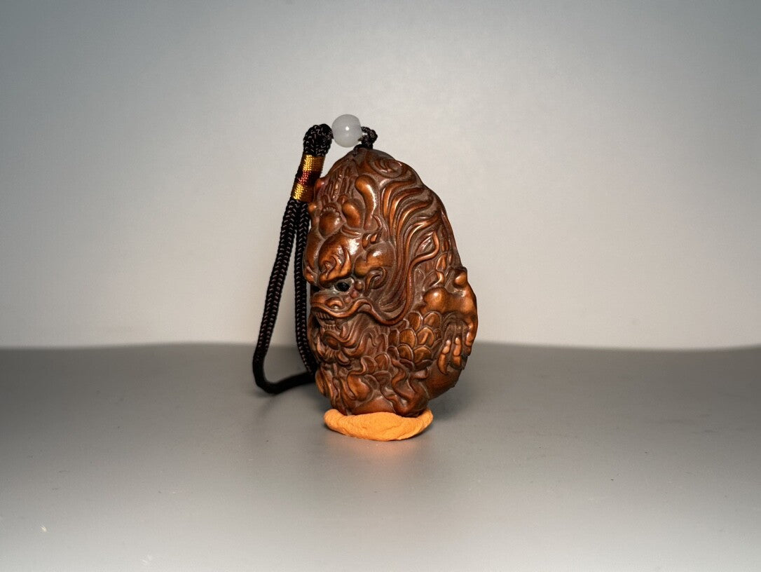 Collection Wooden Carved Dragon Pendant Talisman Ornaments