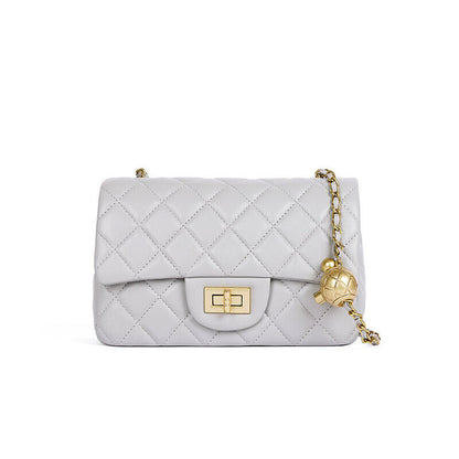 Quilted Lambskin Leather Small Flap Purse Shoulder Bag Clutch Crossbody Handbag