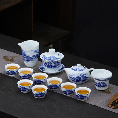 Blue-and-white Porcelain Tea Set Chinese Ceramic Tea Pot Gaiwan Matching Tea Cup