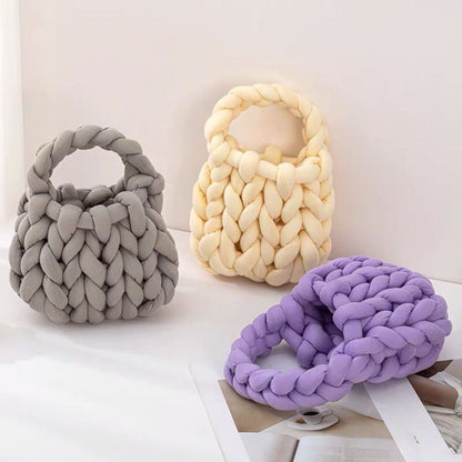 Thick Rope Woven Handbag Crochet Small Tote Bag Knitted Small Purse Cotton Totes