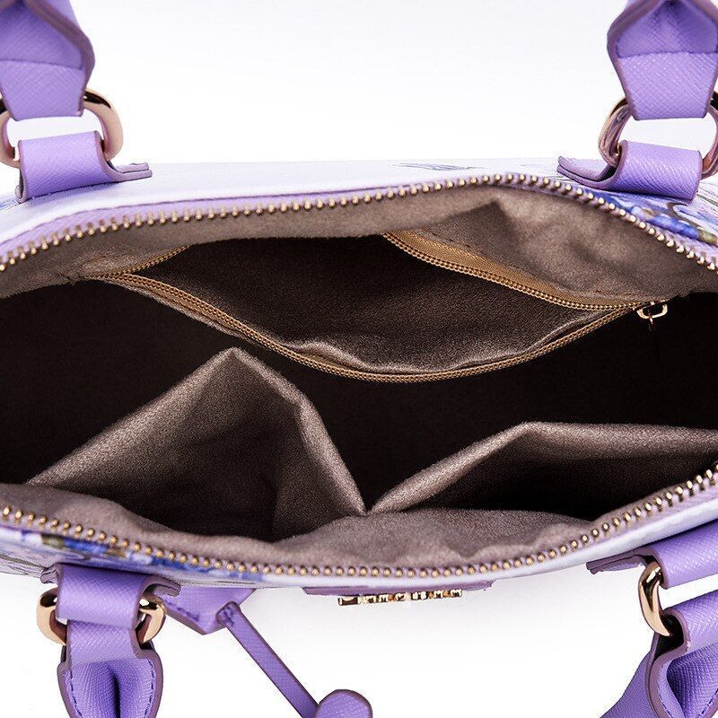 Shell Bag Flower Printing Totes Shoulder Crossbody Bag Synthetic Leather Handbag