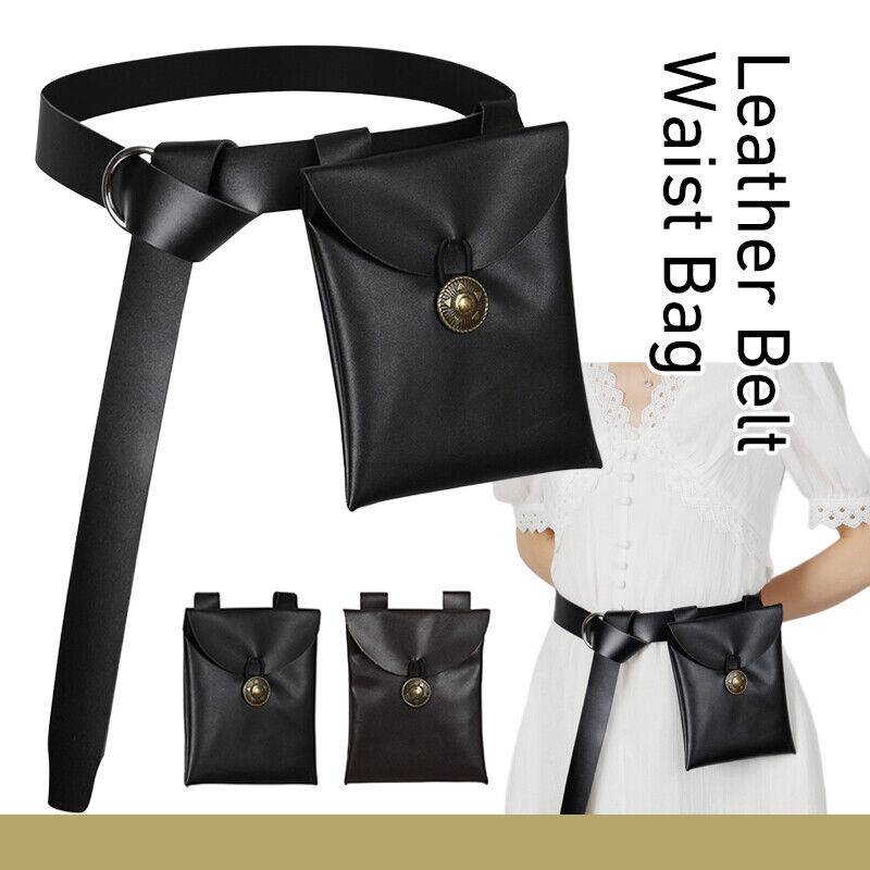 Unisex Medieval PU Leather Waist Belt Bag Organizer Warrior Costume Cosplay Prop