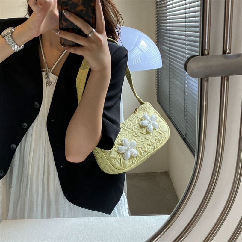 Summer Flower Leisure Bag Handbag Shoulder Small Square Purse Floral Zipper 1 PC