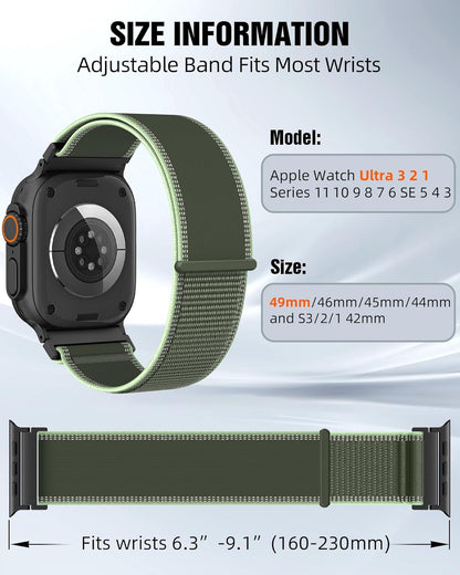 Trail Loop Nylon Sport Band Compatible with Apple Watch Ultra 3 2 Band for Men 4