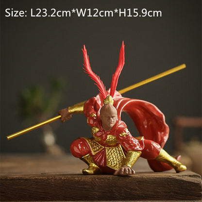 Handmade Craft Monkey King Statue Home Decoration Real Yixing Zisha Tea Pet New