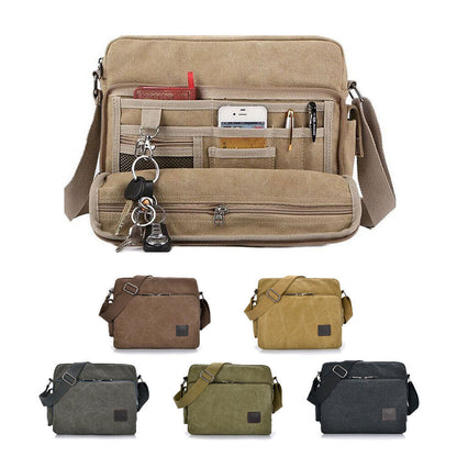 Men Vintage Military Canvas Crossbody Bag School Satchel Messenger Shoulder Bags