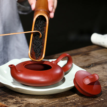 175cc Purple Clay Pot Flat Feihong Pot Yixing Hand-made Raw Ore Dahongpao Teapot