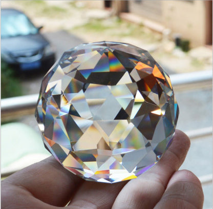 Clear Cut Crystal Sphere 50MM Faceted Gazing Ball Prisms Suncatcher Home