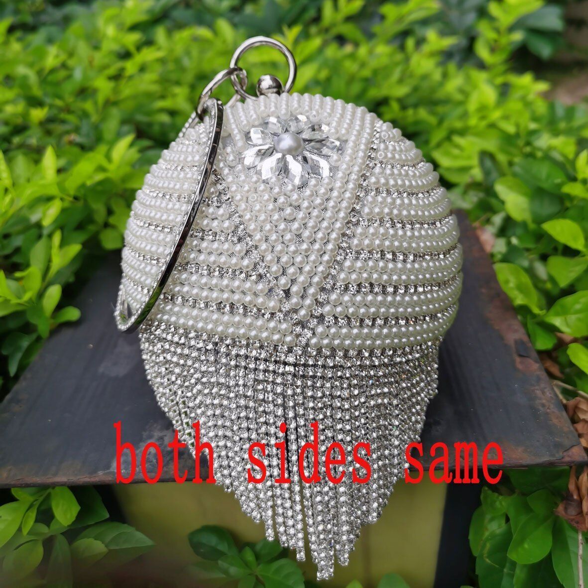 Golden Silver Beaded Ball Bag Tassels Purse Handbag Crystal Clutch Shoulder Bags