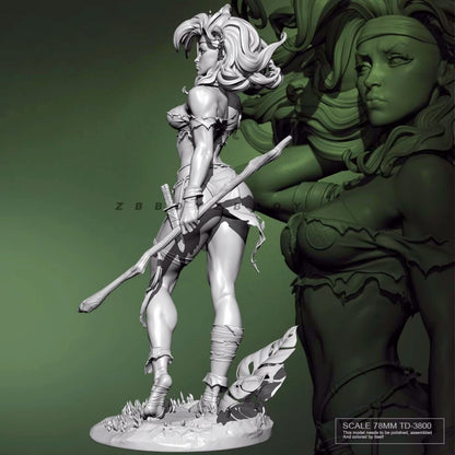 1:24 78mm resin figure model kit Wilderness Female Hunter Unassembled unpainted