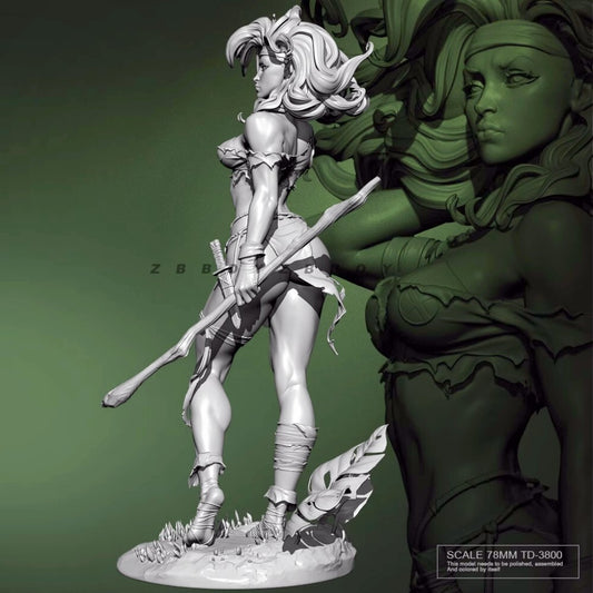 1:24 78mm resin figure model kit Wilderness Female Hunter Unassembled unpainted
