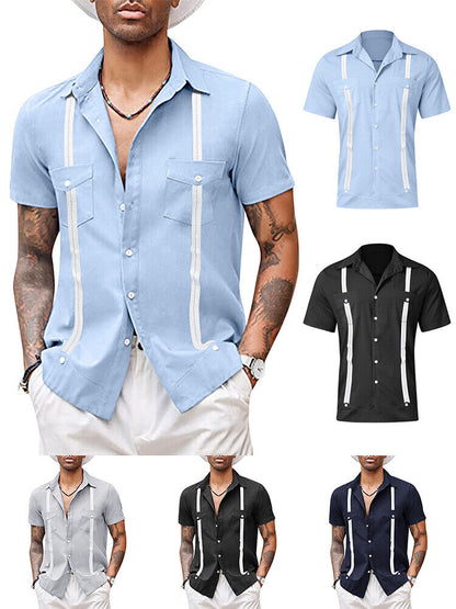 Men T-shirt Short Sleeve Tops Blouse V Neck Casual Shirts Baggy Beach Fashion ⊰