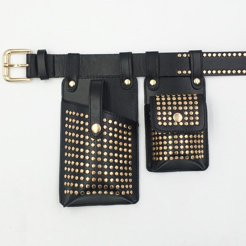 2 PCS Women Belt Bag Leather Flap Fanny Pack Shoulder Crossbody Chest Bag Purse
