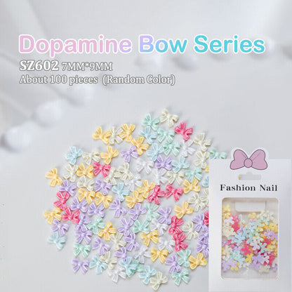 100Pcs/Bag Mini Bow 3D Cute Nail Art Decorations Shiny Bowknot Ornament