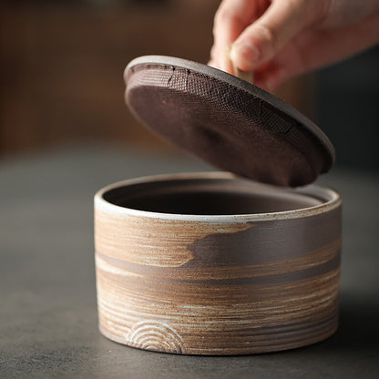 Coarse Pottery Tea Jar Sealed Jar Ceramic Household Tea Storage Box Storage Jar