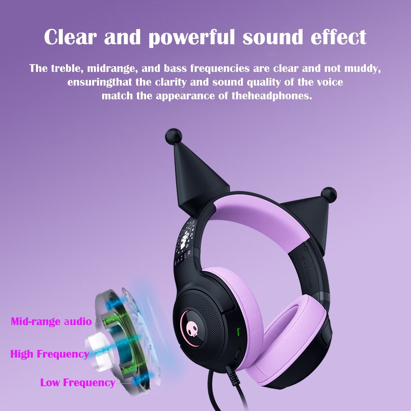 Razer x Sanrio Kuromi Wired Headset Headphone Limited Edition