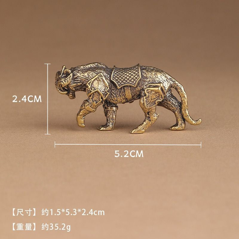 Pure Brass Saber-Toothed Tiger Ornament Armor Tiger Model Tea Pet Paperweight