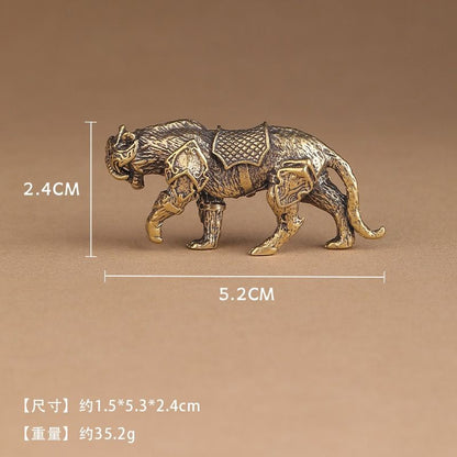 Pure Brass Saber-Toothed Tiger Ornament Armor Tiger Model Tea Pet Paperweight
