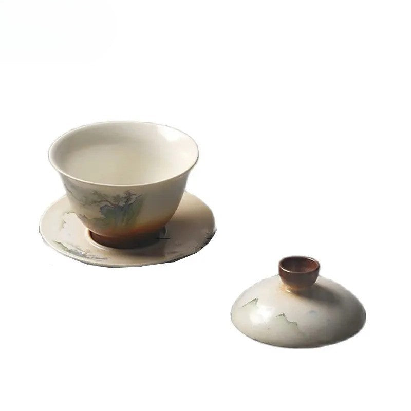 Chinese Gaiwan Ceramic Tea Bowl Creative Handmade Tea Infuser Household Tea Set