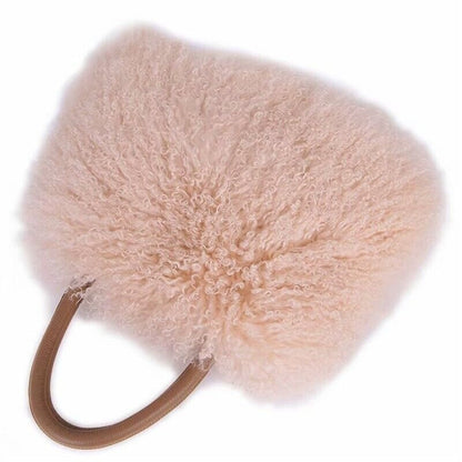 Women Real Mongolian Sheep Fur Handbags Ladies Casual Fluffy Fur Tote Bags