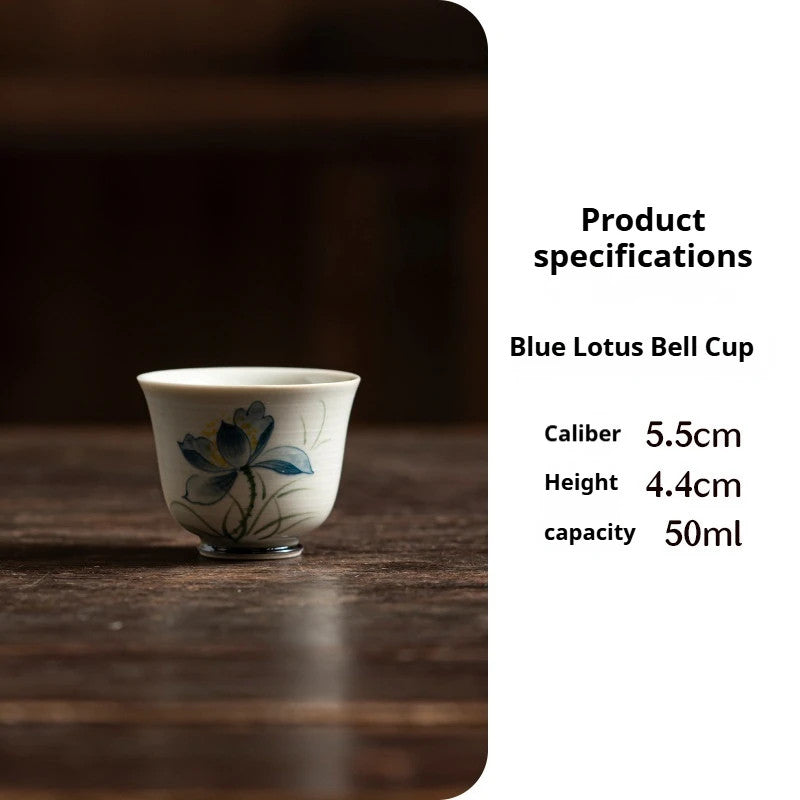 50ml Jingdezhen Chinese Hand Painted Bamboo Lotus Teacups Ceramic Kungfu Tea Set