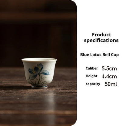 50ml Jingdezhen Chinese Hand Painted Bamboo Lotus Teacups Ceramic Kungfu Tea Set