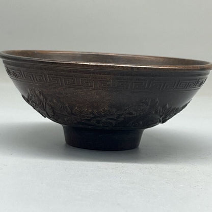 Collection Chinese Bronze Handmade Fish Statue Bowl Cup Home Decoration