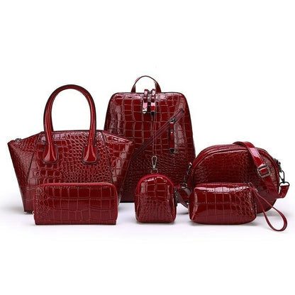 6 pcs/set Luxury Leather Composite Bags Handbag Wallet Backpack Shoulder Bag