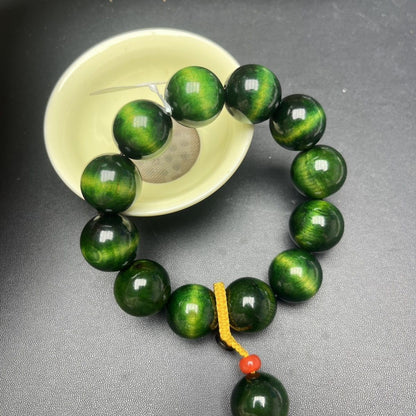 Vietnam Nha Trang Ink Painting Cat's Eye Green Emperor Agate Agarwood Beads