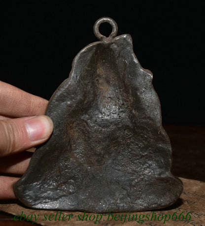 4.6" Old Tibet Bronze Temple Vaishravana On Lion Protector Deity Pendant Amulet