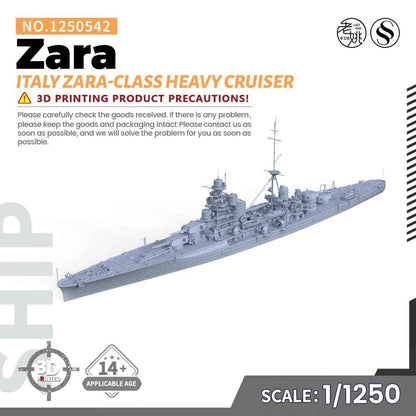 SSMODEL SS1250542 1/1250 Military Model Kit Italy Zara-class Heavy Cruiser Zara