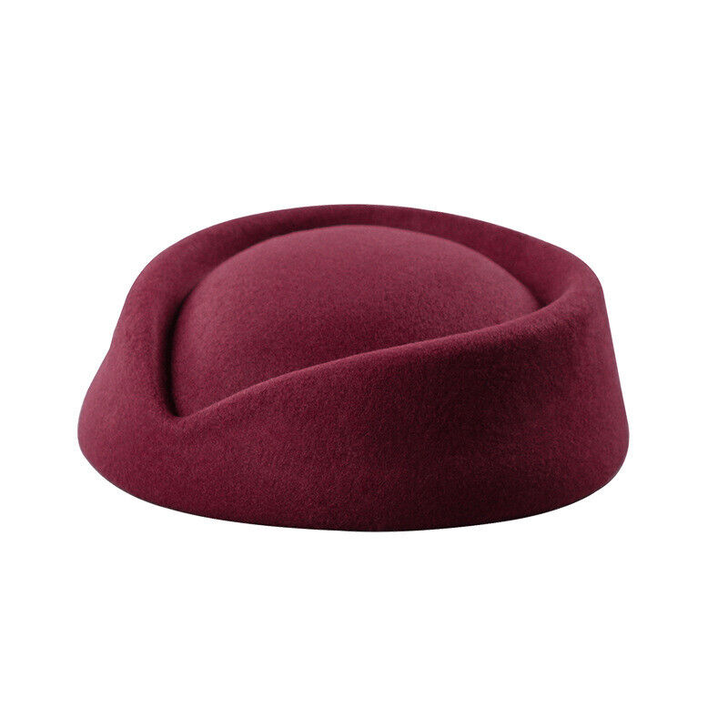 Women Wool Felt Beret Hat Teardrop Fancy Stewardess Air Hostesses Dress Hat