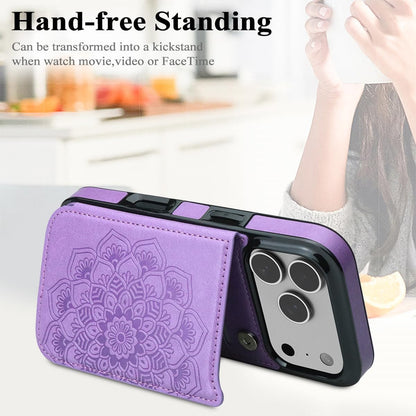 for Iphone 17 Pro Case with Card Holder,Flower Magnetic Buttons Protective Walle