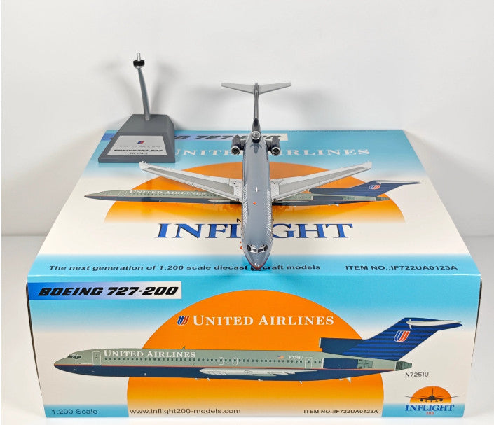 1:200 InFlight United Airlines B727-200 N7251U Airplane Diecast Plane Model