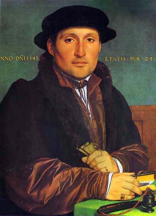 Oil painting Portrait-Of-Unknown-Young-Man-At-His-Office-Desk-1541-Younger-Hans-