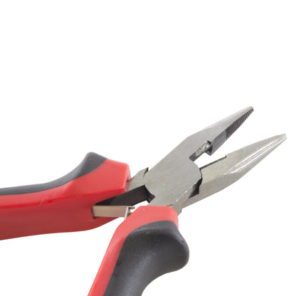 4.75" Mini Long Nose Pliers with Serrated Jaws, Side Cutter with Cushion Grip