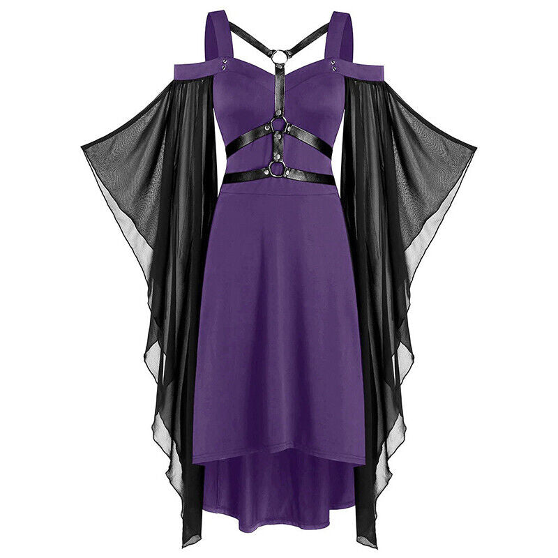 Devil Fashion Womens Steampunk Waistcoat Corset Dress Black Gold Gothic