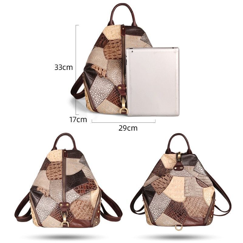 Women Backpack Vintage Cow Genuine Leather Large Soft School Bags Polyester 1 PC
