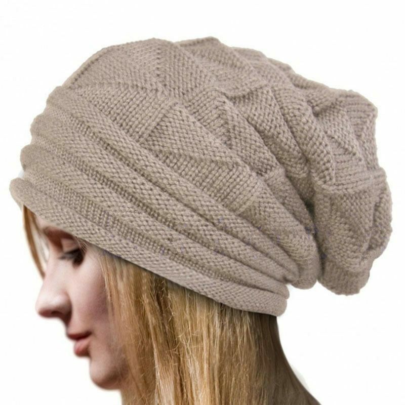 Unisex Knitted Baggy Beanie Cap Oversized Winter Warm Wool Hat Outdoor Hiking