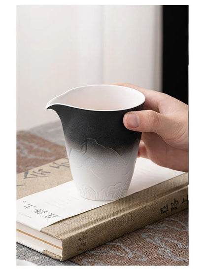 280ml Retro Gradual Change Glaze Ceramic Fair Cup Kung Fu Teaset Accessories