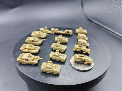 3D Printed 1/350/400 Us Armored Forces Tank Desert color Finished Model 14/pcs