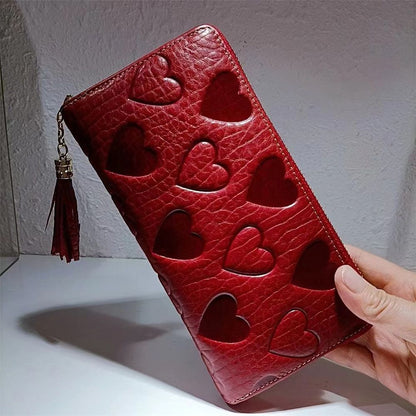 Genuine Leather Wallets Large Clutch Hand Bag Real Cowhide Purse Handle 19*10CM
