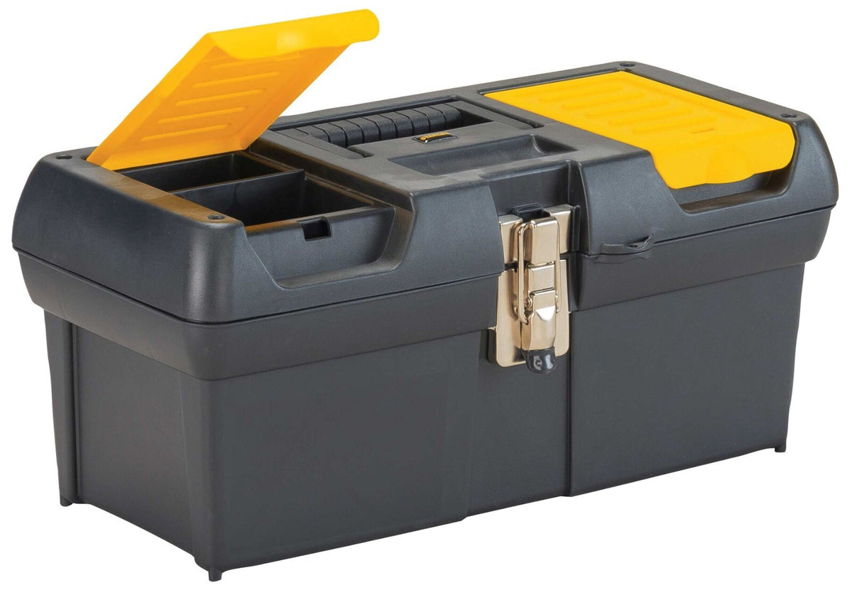 Stanley 16" Tool Box with Tray, Handle, Pad Lock Eye (Padlock not included)